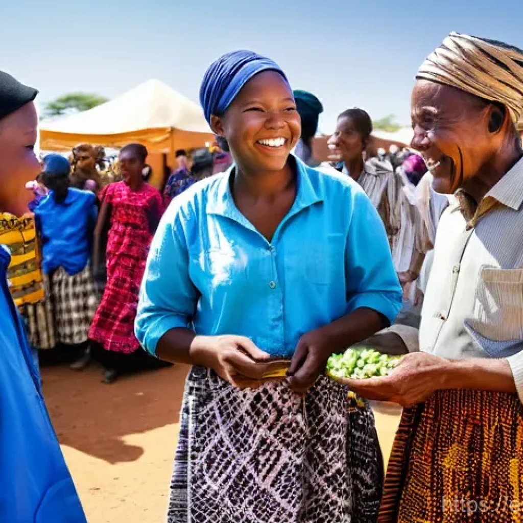 보츠와나 공식 언어 및 주요 사용 언어 - **Prompt 1: A Lively Setswana Market Scene**
"A vibrant, bustling outdoor market in Gaborone, Bo...