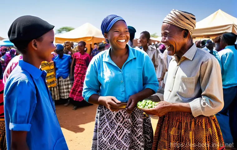 보츠와나 공식 언어 및 주요 사용 언어 - **Prompt 1: A Lively Setswana Market Scene**
    "A vibrant, bustling outdoor market in Gaborone, Bo...