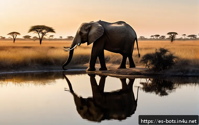 보츠와나에서 사진 촬영 시 주의사항 - A respectful wildlife photographer in Botswana observing elephants from a safe distance during golde...